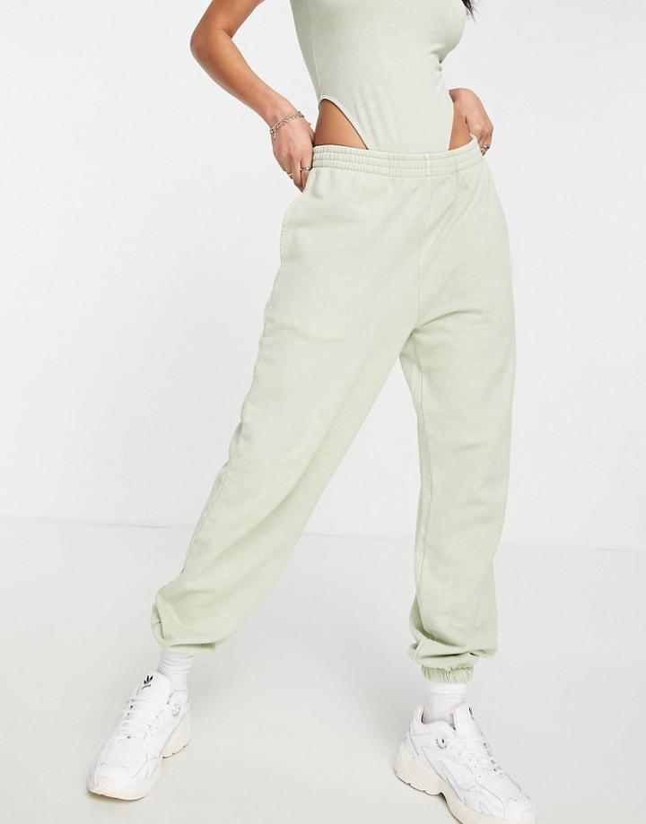 Asos Design Washed Oversized Sweatpants In Lime-green