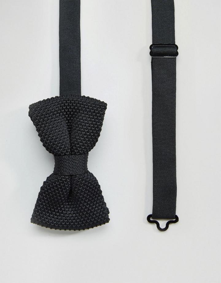 7x Knitted Bow Tie Polka Print In Box - Black