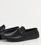 Truffle Collection Wide Fit Faux Leather Metal Trim Loafers In Black