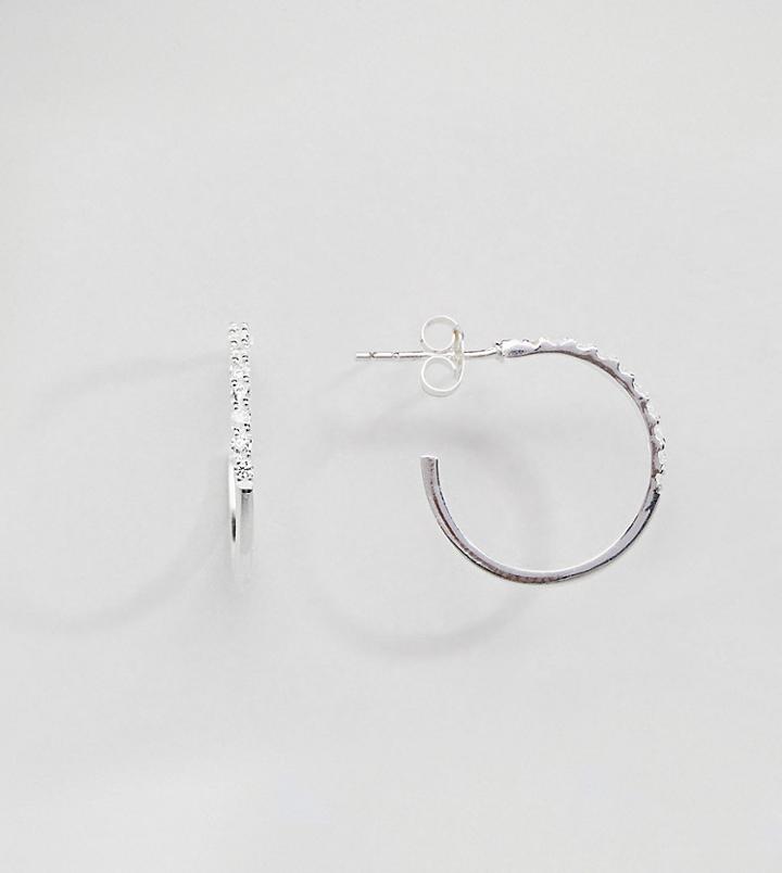 Asos Design Sterling Silver Crystal Hoop Earrings - Silver