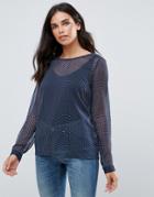 Blend She Mina Mesh Blouse - Navy
