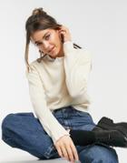 Brave Soul Sweetie Lace Insert Sweater In Stone-black