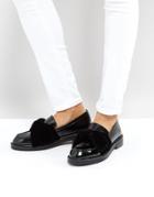 Stradivarius Lace And Velvet Bow Moccasins - Black