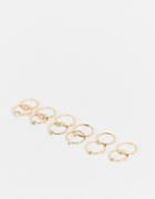 Asos Design 12-pack Rings With Pastel Crystals In Gold Tone