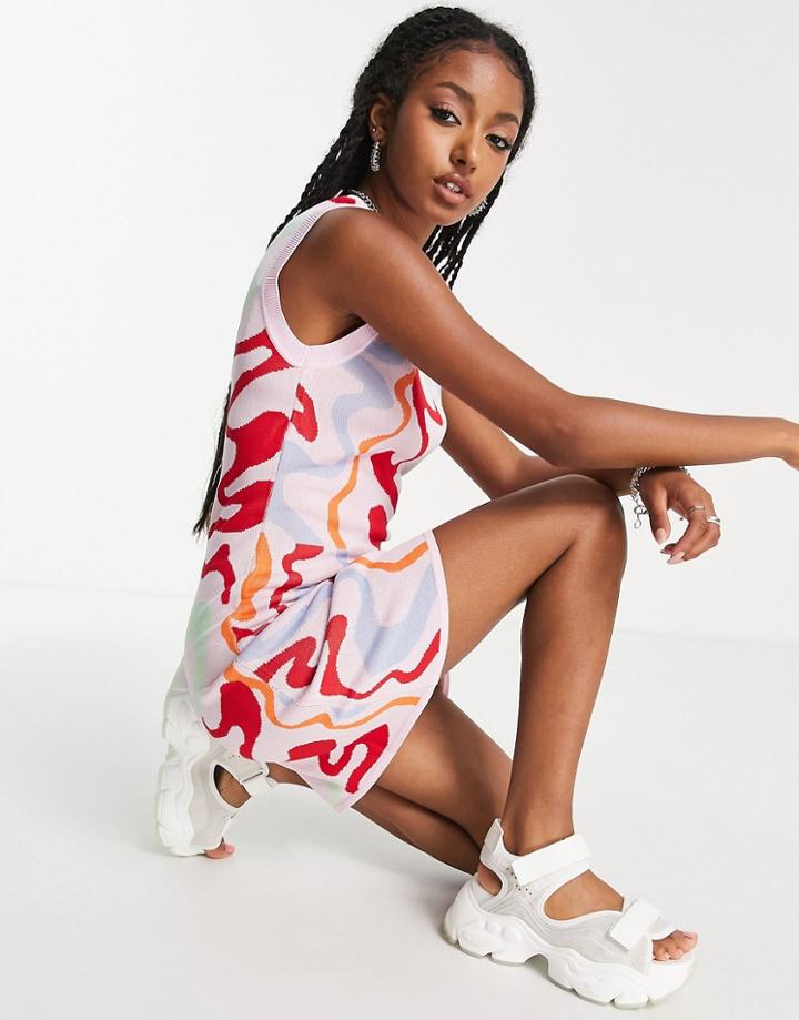 Urban Revivo Knit Mini Dress In Pink Print