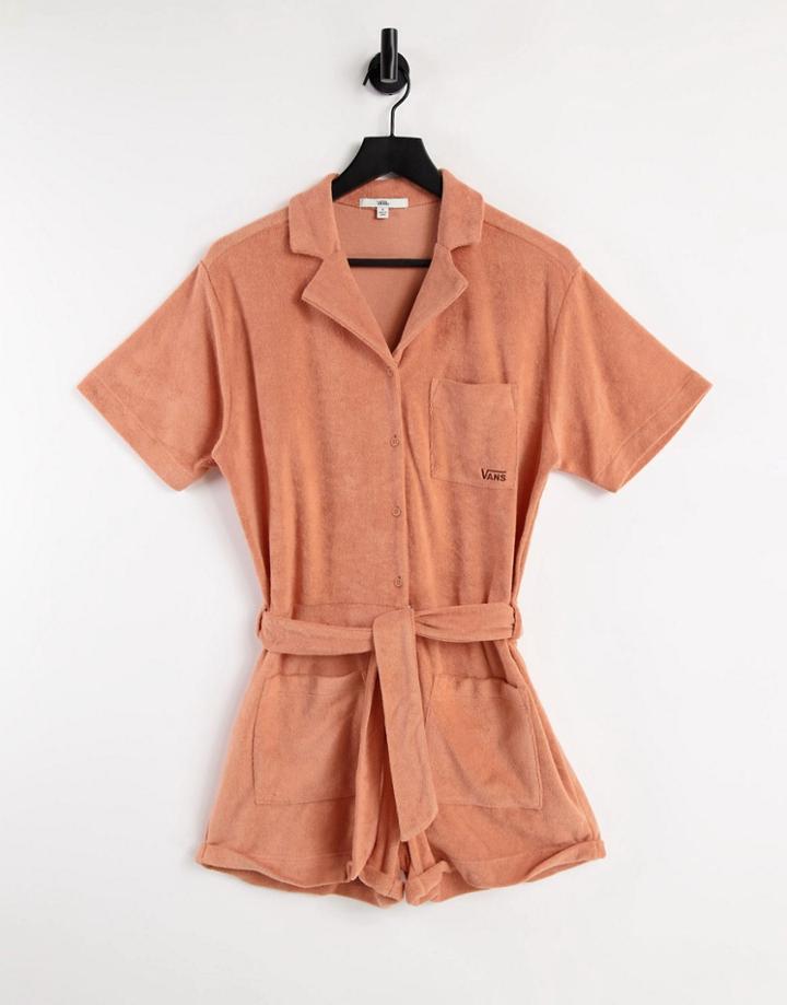 Vans Day Tripper Terry Romper In Copper-orange