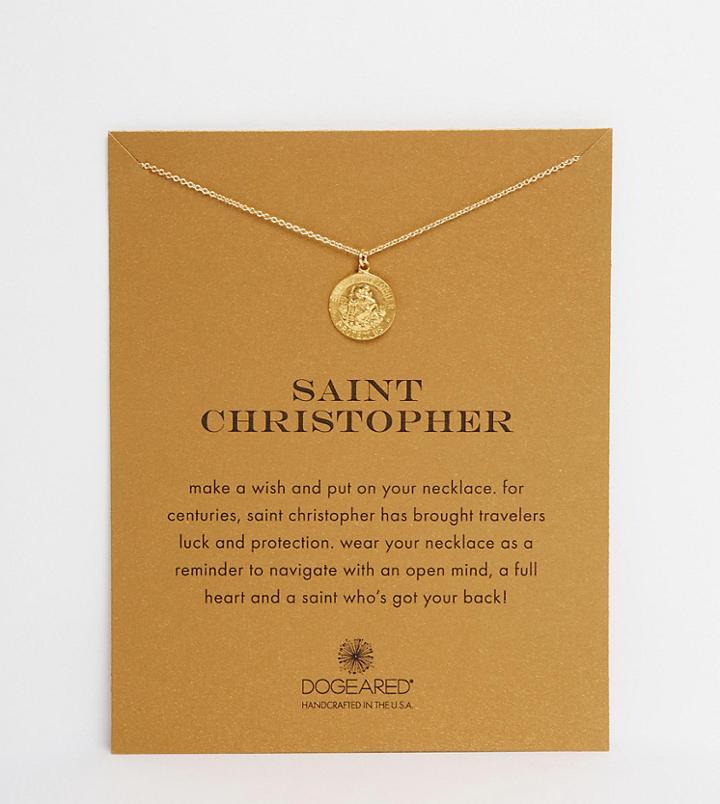 Dogeared Gold Plated Saint Christopher Necklace - Gold