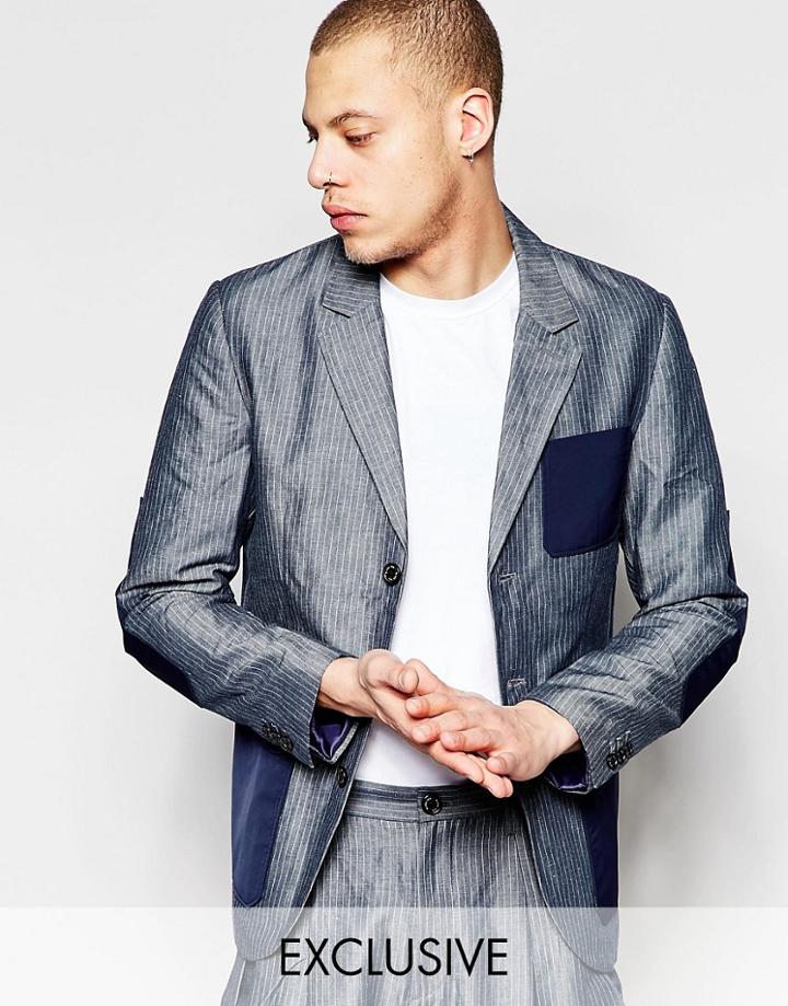 Black Eye Rags Blazer With Contrast Pockets - Blue