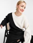 & Other Stories Color Block Knit Sweater In Black And White-multi