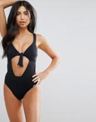 Free Society Tie Front Swimsuit - Black