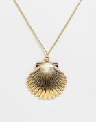 Designb London Oversized Shell Necklace-gold