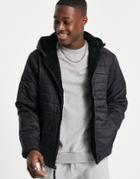 Free Country Brick Puffer Jacket Sherpa Lining In Black
