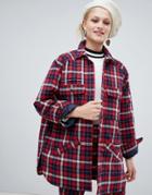 Monki Check Lightweight Jacket With Pockets - Multi
