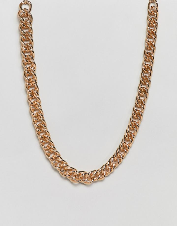 Asos Design Chunky Short Neckchain In Gold Tone - Gold