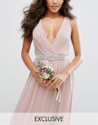 Tfnc Wedding Slim Sash Belt With Pretty Embellishment - Pink