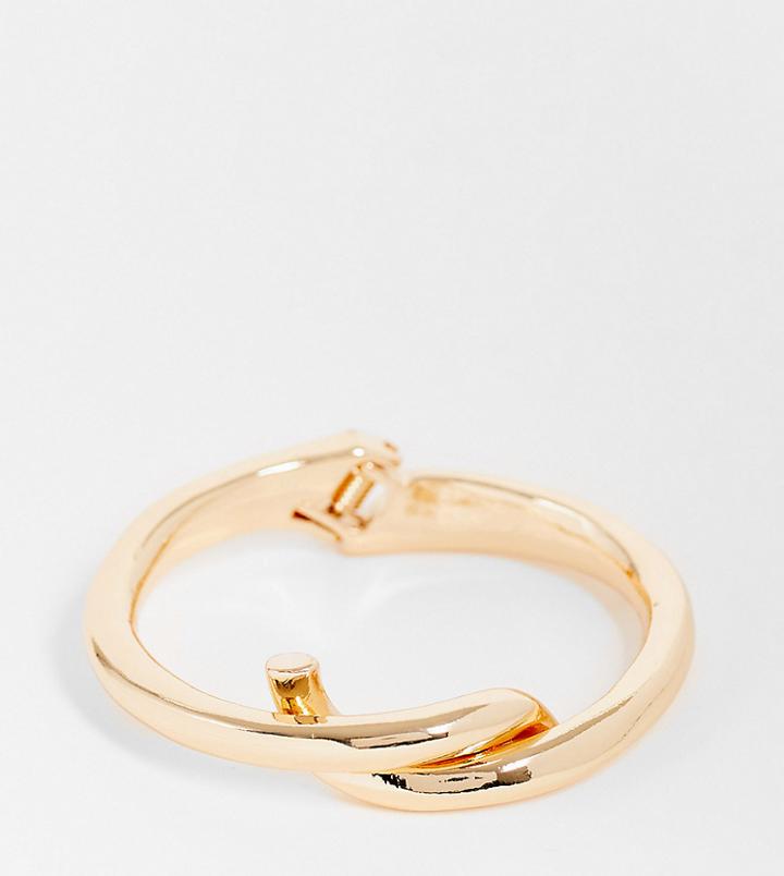Asos Design 14k Gold Plated Twist Clasp Bangle Bracelet