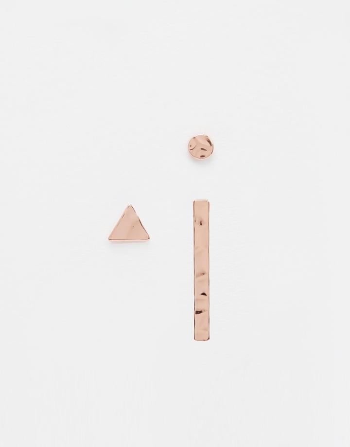 Weekday Hammered Multipack Stud Earrings - Rose Gold
