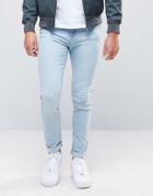 New Look Skinny Fit Jean In Bleached Blue - Blue