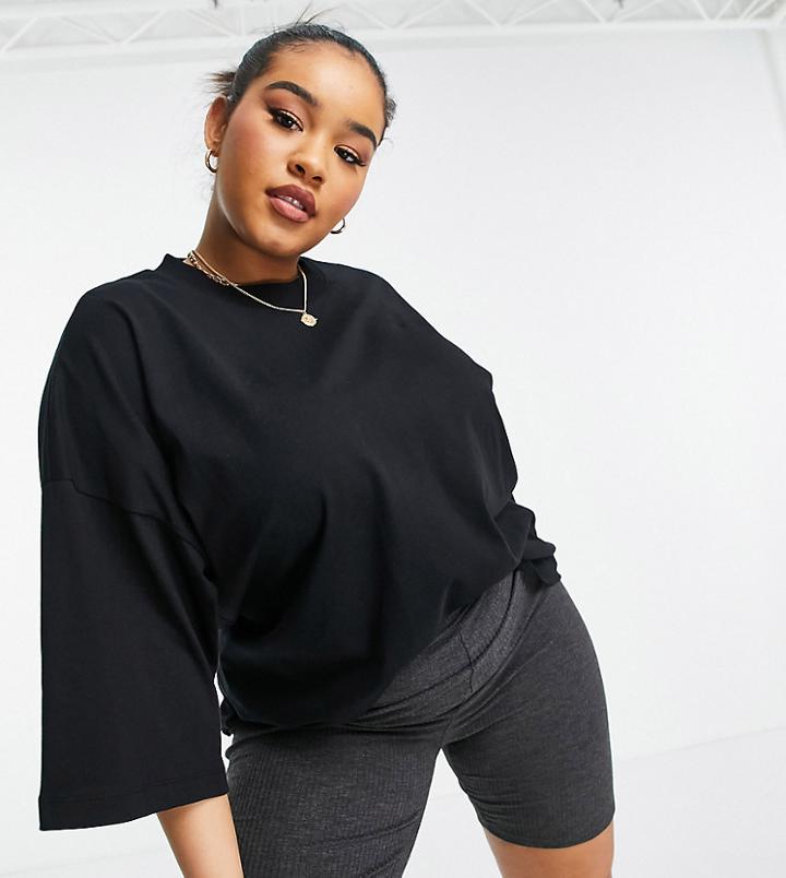 Asos Design Curve Super Oversized T-shirt In Black