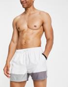 Asos Design Swim Shorts In Color Block Short Length-multi