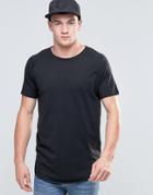 Jack & Jones Longline T-shirt With Raw Edge - Black