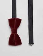 Twisted Tailor Bow Tie In Burgundy Velvet - Red