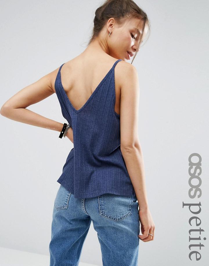 Asos Petite V Back & V Front Cami Top - Navy