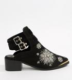 River Island Embellished Open Back Boot In Black - Black