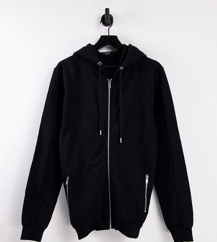 Bolongaro Trevor Tall Biker Zip Through Hoodie-black