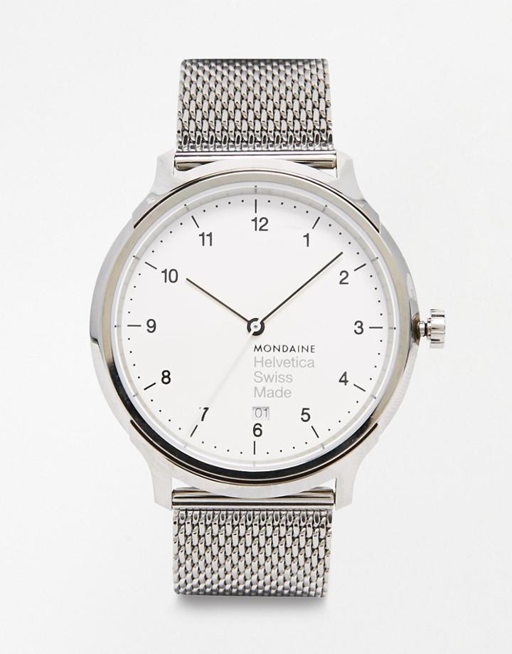 Mondaine Helvetica Mesh Strap Watch - Silver