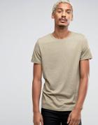 Asos T-shirt With Crew Neck In Beige Marl - Brown