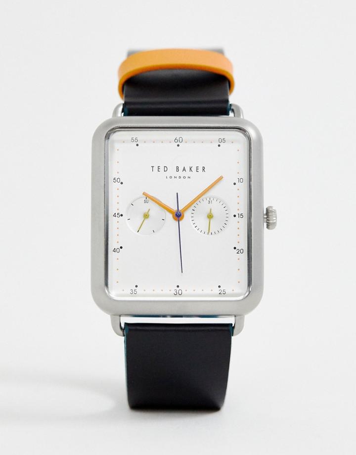 Ted Baker Isaac Rectangular Leather Watch - Black