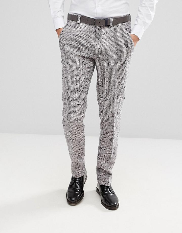 Asos Skinny Suit Pants In Pink Flecked Wool Blend - Pink