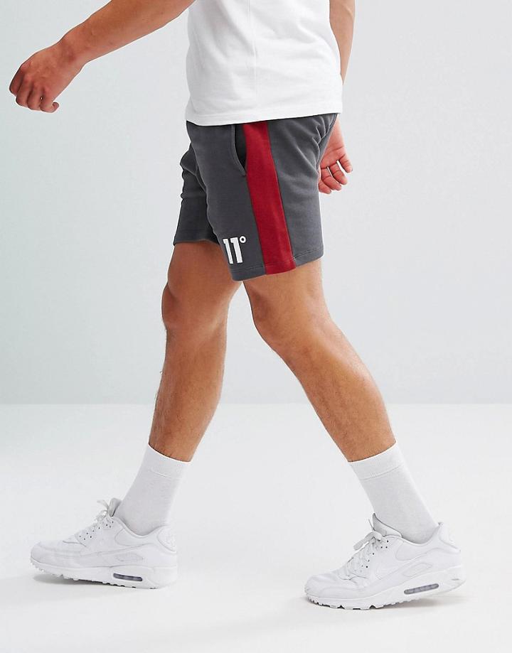 11 Degrees Shorts In Gray With Stripe - Gray