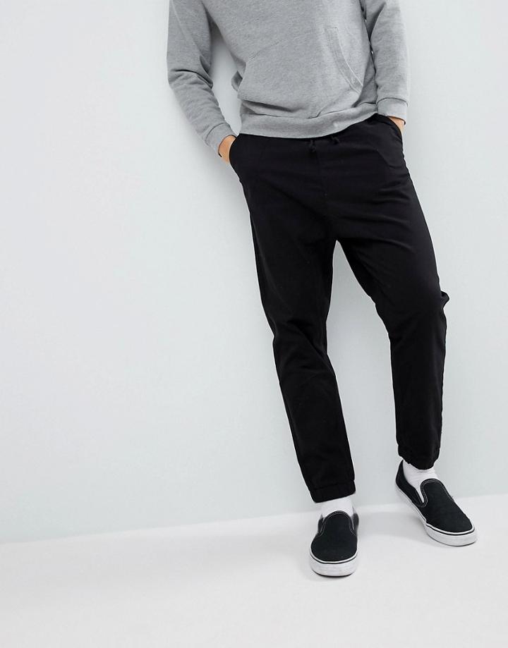 Asos Design Drop Crotch Woven Joggers In Black - Black