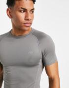 Asos 4505 Icon Muscle Fit Training T-shirt With Quick Dry In Gray-grey