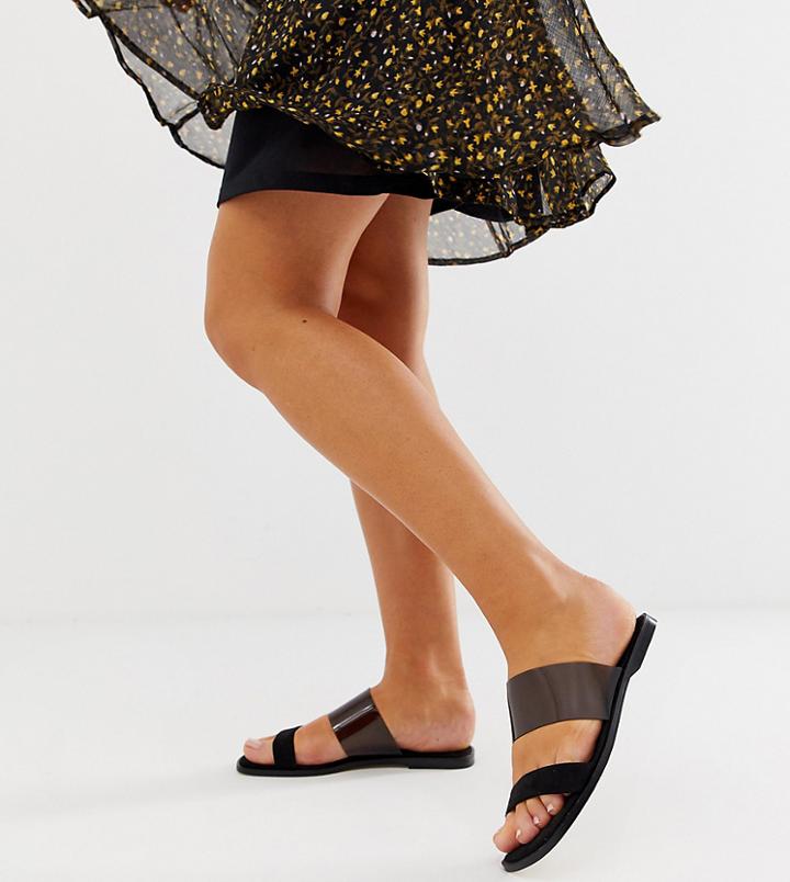 Asos Design Wide Fit Flirt Clear Slides - Black