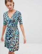 Gilli Floral Wrap Front Skater Dress-green