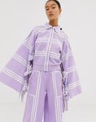 Adidas Originals X Ji Won Choi Mixed Stripe Kimono In Purple Glow - Purple
