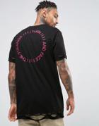 Asos Super Longline T-shirt With Circle Back Print And Distressing - B