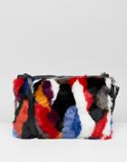 Monki Faux Fur Shoulder Bag In Multi Color - Multi