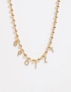 Asos Design Choker Necklace With Spoilt Pendants In Gold Tone