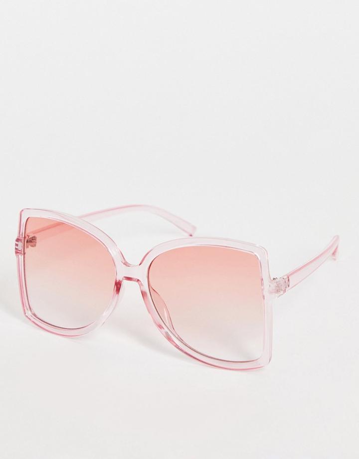 My Accessories London Oversized 70s Sunglasses In Pink Drench