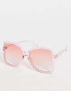 My Accessories London Oversized 70s Sunglasses In Pink Drench