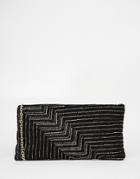 Vero Moda Leather Embellished Clutch Bag With Fine Chain Strap - Black