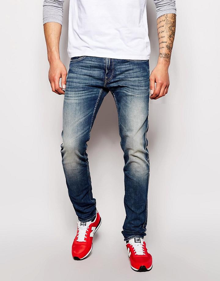 Replay Jeans Anbass Slim Fit Stretch Barent Mid Wash - Blue
