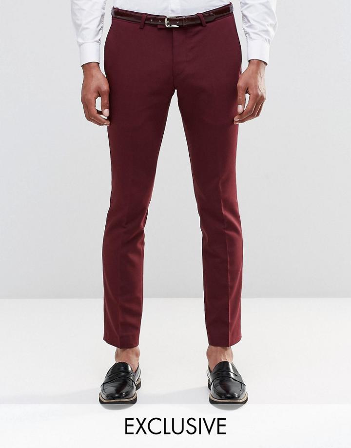 Noose & Monkey Super Skinny Pants In Cotton Sateen - Plum