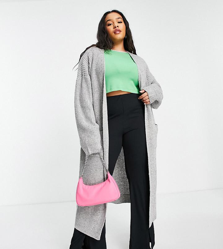 In The Style Plus X Jac Jossa Longline Cardigan In Gray-grey