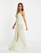 Asos Design Chiffon Drape Knotted Maxi Beach Dress In Mint Green