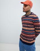 Asos Design Lambswool Wool Blend Fairisle Sweater-multi